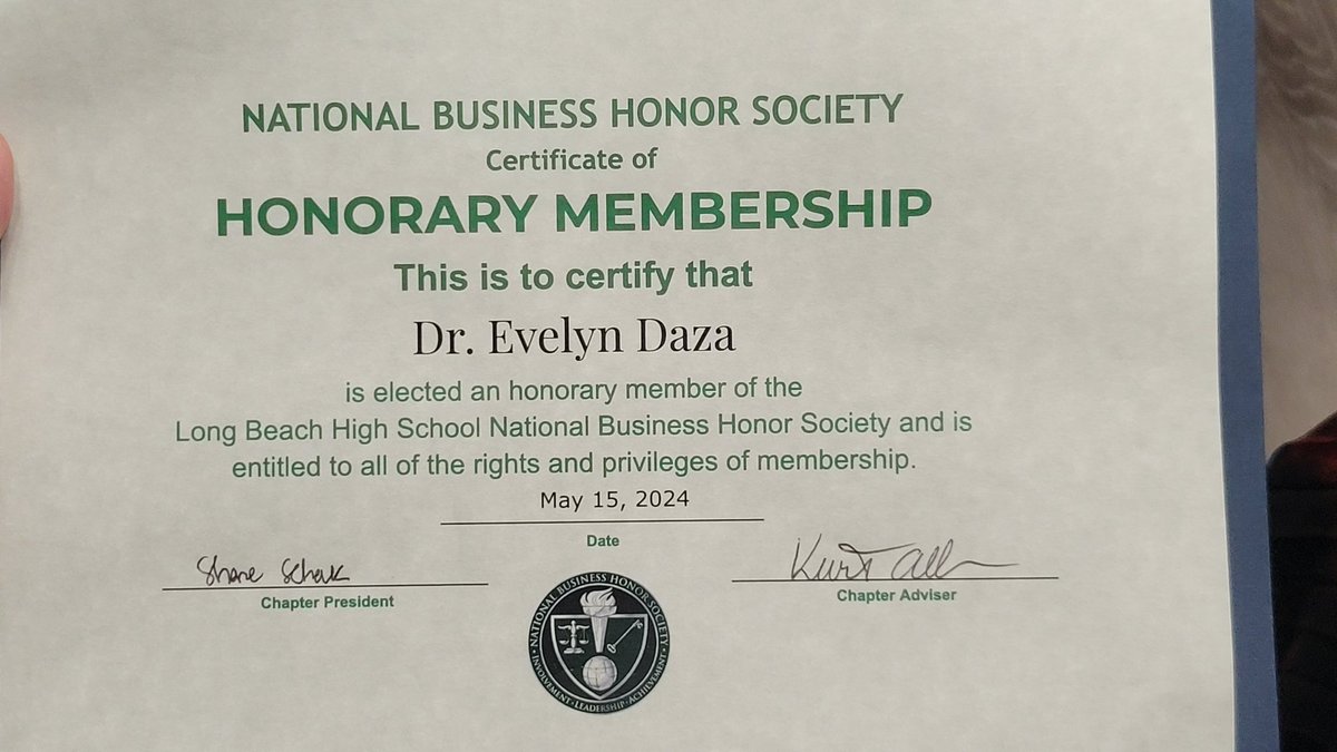 Dr. Evelyn Perez-Daza (@evedaza91) on Twitter photo Tonight students,including interns, were formally inducted into the National Business Honor Society. It was a great pleasure to receive an honorary membership into this wonderful organization. <a href="/LBSchoolsNY/">LongBeachSchools</a> <a href="/ToLbhs/">Proud to be LBHS</a> Tonight students,including interns, were formally inducted into the National Business Honor Society. It was a great pleasure to receive an honorary membership into this wonderful organization. <a href="/LBSchoolsNY/">LongBeachSchools</a> <a href="/ToLbhs/">Proud to be LBHS</a>