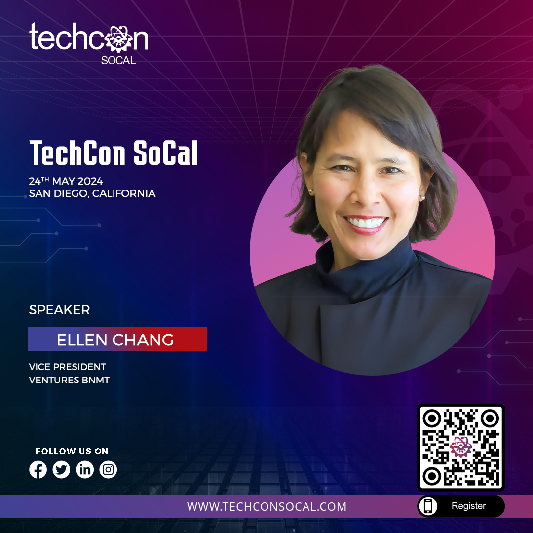 Join us at TechCon SoCal in 9 days! Hear from Ellen Chang, VP of Ventures at BNMT, on deep tech investing and corporate innovation. Don't miss her insights! #TechConSoCal #innovation