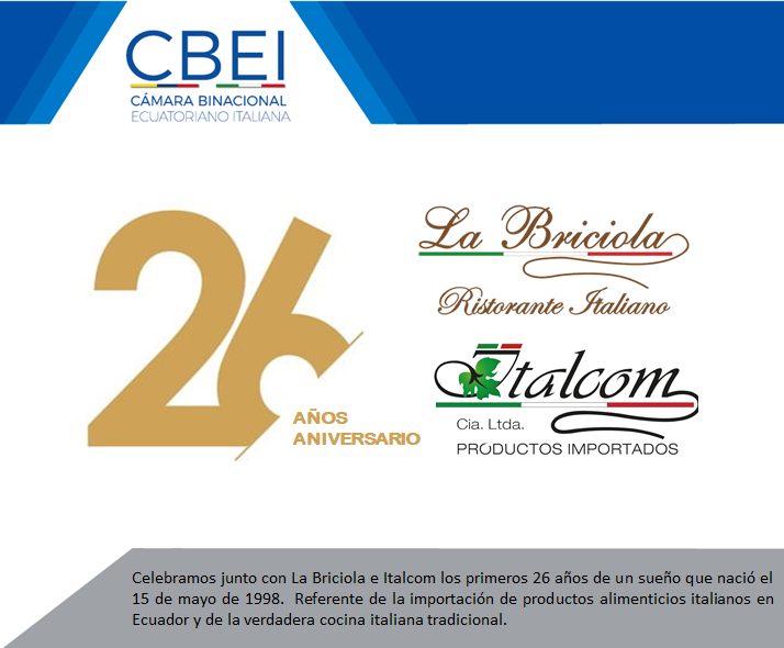 ecuaitalia's tweet photo. Celebramos junto con nuestro asociado #LaBriciola e #Italcom los primeros 26 años de un sueño que nació el 15 de mayo de 1998.
Referente de la importación de productos alimenticios italianos 🇮🇹en Ecuador 🇪🇨y de la verdadera cocina italiana tradicional🍝.
@ItalyinEcuador @Gabrielacartage @BuggattiEcuador @DriversEcuador @jliturralde2 @JCCassinelli @sebascampana @USFQ_Ecuador @ITAtradeagency @guidoflavio @CostaCaterina @BrendaRatti65 @MauroToscanini @mariocanessa