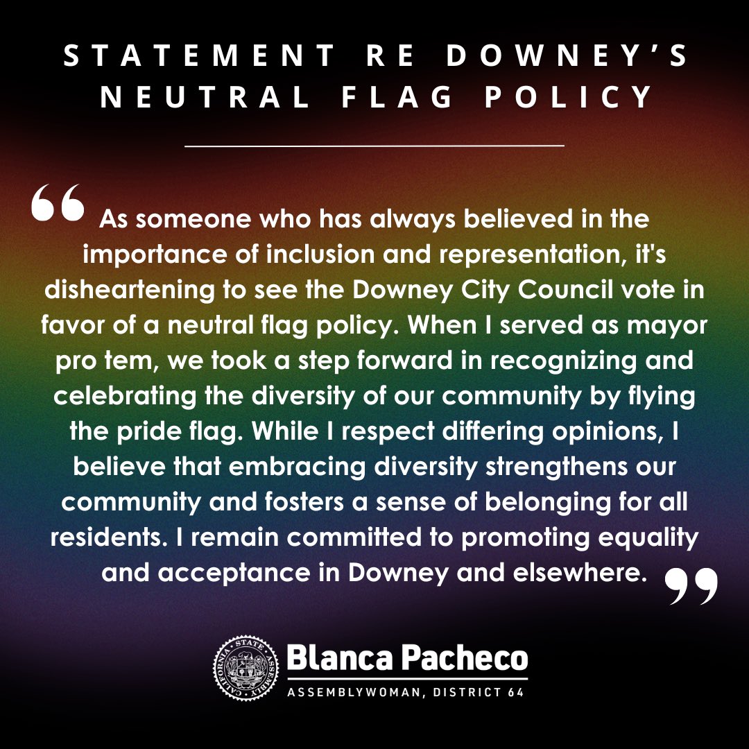 Grateful to the @CityofDowney councilmembers who supported inclusivity last night, but still disappointed in the final result. My thoughts on last night’s Neutral Flag policy vote in Downey 👇🏼