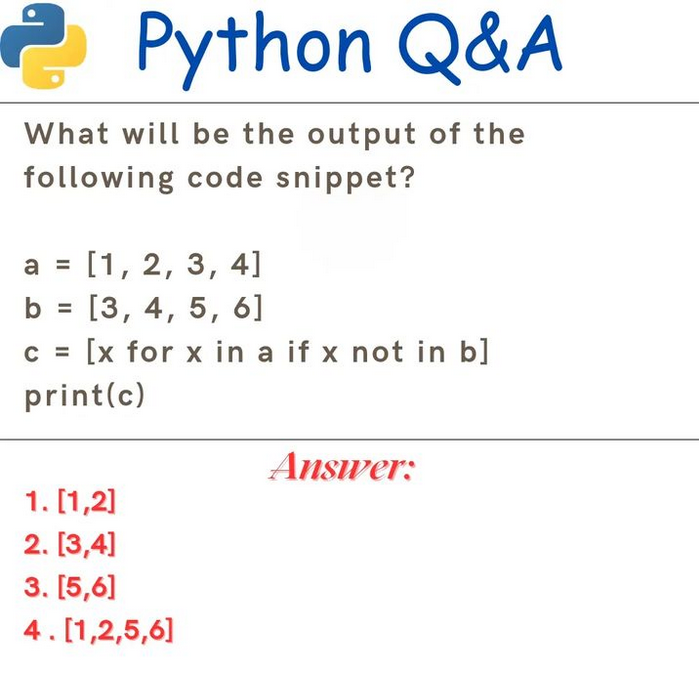 Python Question / Quiz;
What is the output of the following Python code, and why? 🤔🚀 Comment your answers below! 👇

#python #programming #developer #morioh #programmer #coding #coder #webdeveloper #webdevelopment #pythonprogramming #pythonquiz #machinelearning #datascience