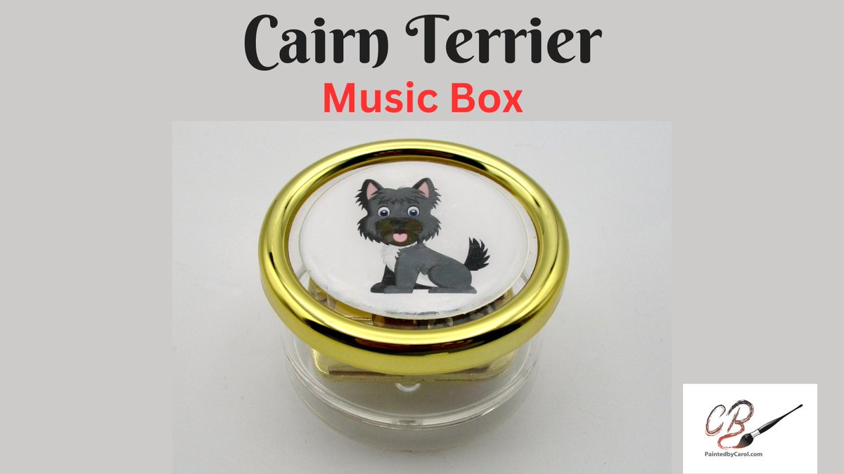 Our sweet Cairn Terrier Box makes a great gift for any dog lover. Your choice of six tunes. We have more than 80 breeds available in our Etsy shop. Don't see yours? Let us know! #CairnTerrier #Gifts paintedbycarol.etsy.com/listing/150687…