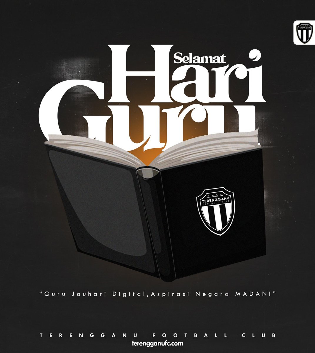 📚 𝑺𝑬𝑳𝑨𝑴𝑨𝑻 𝑯𝑨𝑹𝑰 𝑮𝑼𝑹𝑼 📚

Terengganu FC ingin mengucapkan Selamat Hari Guru kepada semua warga pendidik. Dalam ajarannya ada harapan, dalam tegurannya ada doa, dalam marahnnya ada sayang dan dalam tangannya ada sahsiah terbina.

#TerengganuFC
#WeBleedBlackandWhite