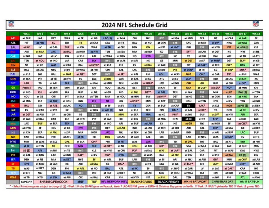 Behold, the entire 2024 NFL schedule