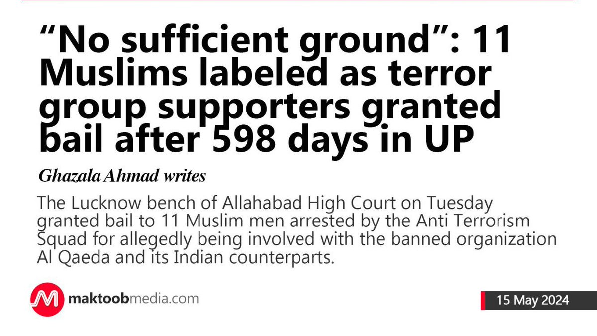Lucknow: 11 Muslims Granted Bail After 598 Days in Custody in Terror Case This case highlights the harrowing reality of Muslims in India facing harassment and persecution with state involvement. Despite being held for nearly two years on terror charges, the prosecution failed to
