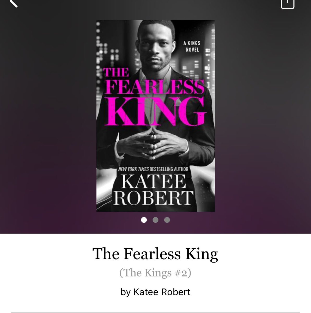 The Fearless King by Katee Robert 

#TheFearlessKing by #KateeRobert #6362 #25chapters #339pages #511of400 #Series #Audiobook #29for8 #10houraudiobook #TheKingsSeries #book2of2 #JourneyAndFrank #May2024 #clearingoffreadingshelves #whatsnext #readitquick