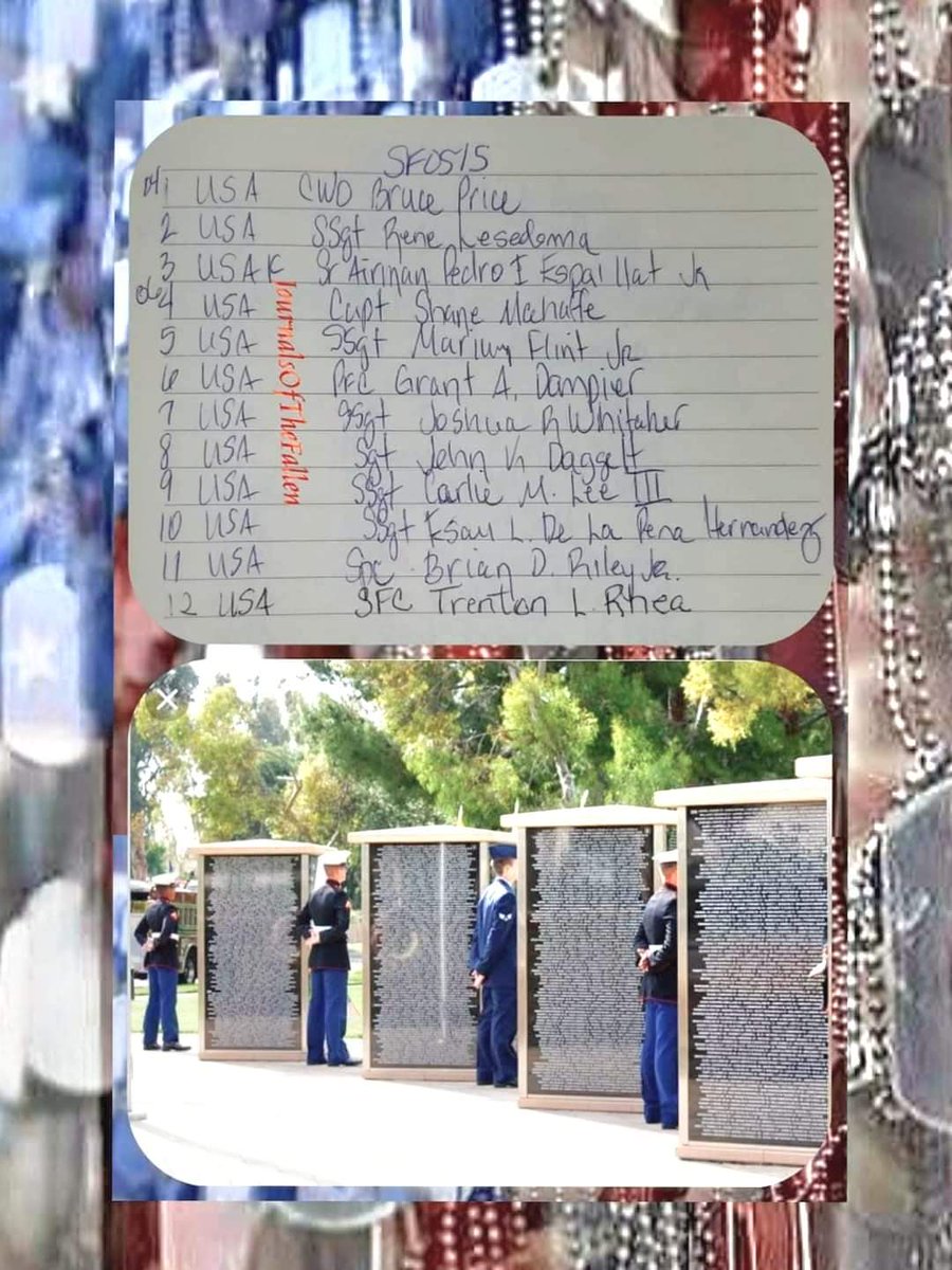 Patriots let us Honor the Fallen that gave their all on this day May 15th during the GWOT. 
May they all Rest in Peace!
SemperFidelis,
ECasas
#V1P43
#JOTF4067
#neverforgotten7049 #USA  #USAF 
#GWOTSevenThousandFortyNine #JournalsOfTheFallenGWOT37900