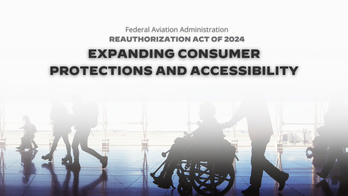 The FAA Reauthorization that the House passed today will help ensure air travel is accessible for all.

From letting families sit together to protecting wheelchairs and mobility aids from damage, the bipartisan FAA Reauthorization protects consumers and improves accessibility.