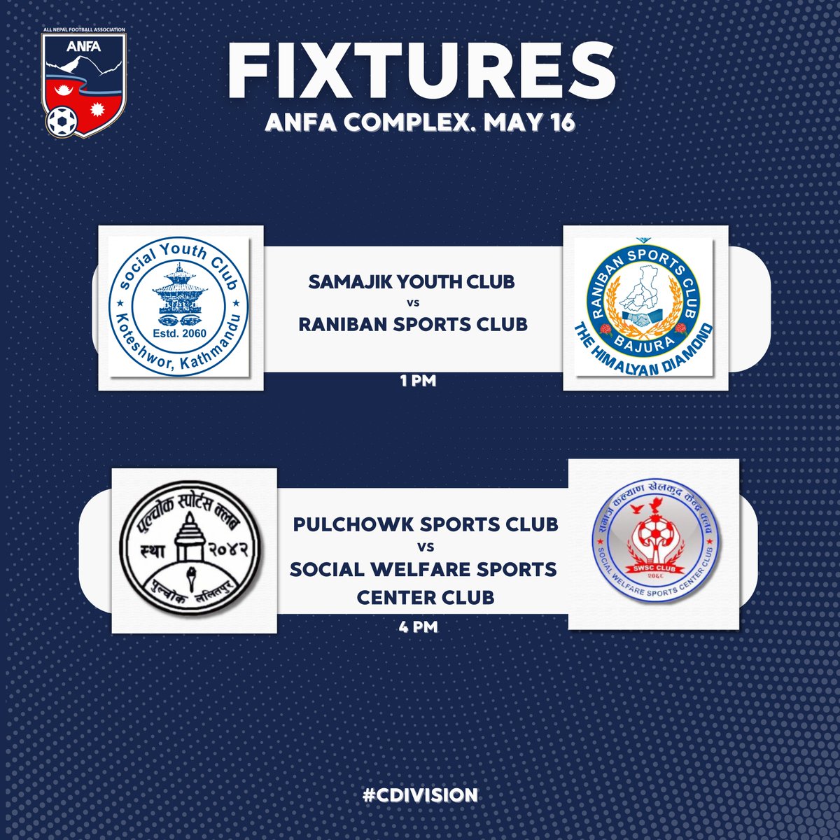 Thursday fixtures of #CDivision. #ANFA