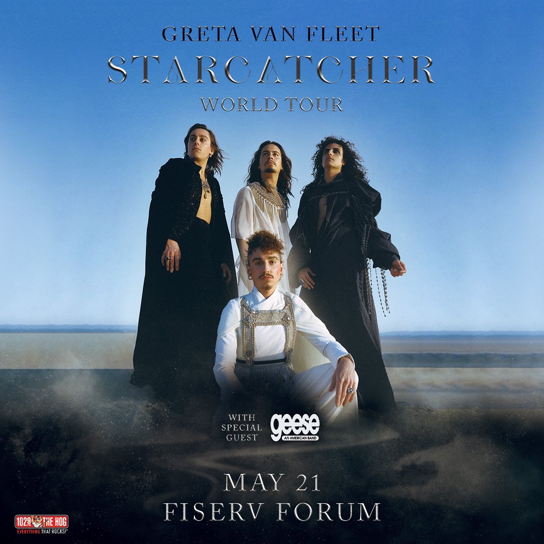 Less than one week until GRAMMY-winning rock band Greta Van Fleet brings their Starcatcher World Tour to Milwaukee! 🤩 Great seats were released for their stop here this Tuesday, May 21… don’t miss out! 💫 🎫 fiservforum.com