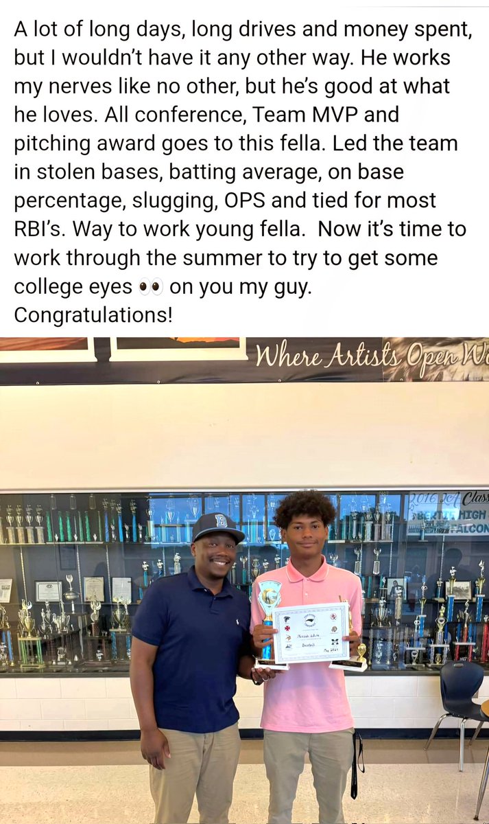 Messiah ('25) OF/3B/RHP @messiahwhite18 great HS Season!!! All Conference, Team MVP, and pitching award. Lead his team in SB, AVG, OBP, SLG, OPS and tied most RBI !!! @BUncommitted @BaseballDown @TopPreps