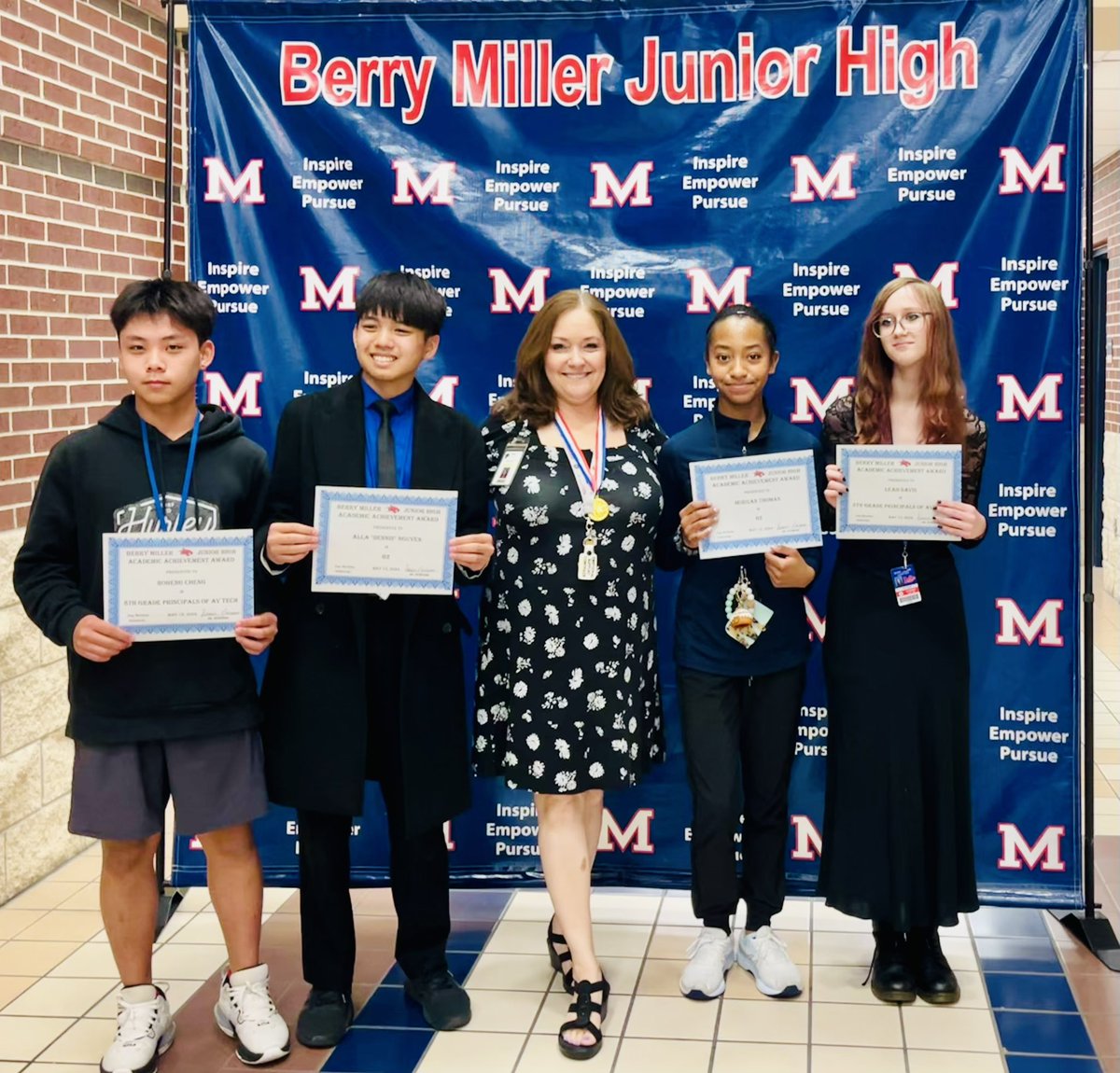 You’re 👀 four of my best.💜Congratulations Leah & Boheng on being named Outstanding #AVTech student and Morgan & Dennis as Outstanding #BobcatBroadcasting student. They have made video magic this year. ❤️💙🐾🎥 @BerryMiller_JH