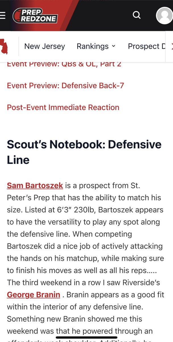 Thank you @BrendanScoutsNJ and @PrepRedzone for the write up from competing at @ScoutNickP PSR BIG camp series. Super excited to be recognized as one of the top D-line stand outs at camp @CoachRichHansen @CoachBearfield @SeanBarowski_ @CoachOFlaherty @SPPFootball