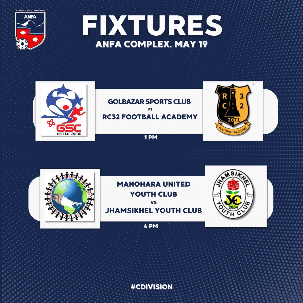 Beginning the 9th round of #CDivision with two fixtures. #ANFA