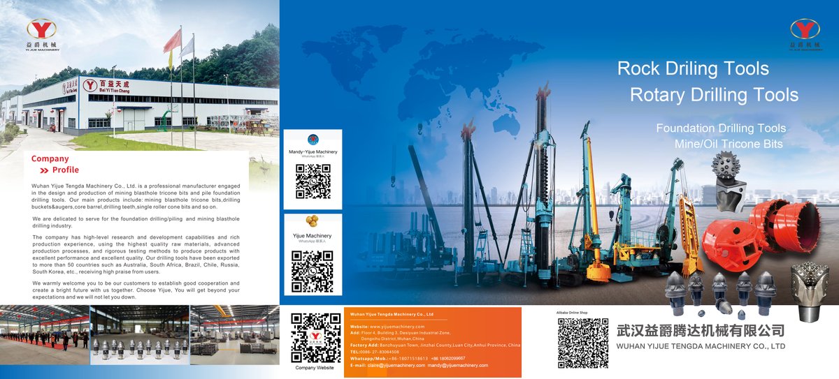 cppCPP0205's tweet image. We are professional rock drilling tools manufacturer.
Our products include drilling buckets,drilling bits, tricone bits, single roller cone, roller cutter and so on.
We are delicated to serving for the foundation drilling and mine drilling industry.
yijuemachinery.com