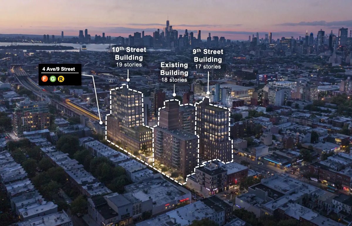 “The project includes new 17- and 19-story buildings that would wrap around the subway covering where the F and G trains go below ground. The project adds 305 new apartments, 162 of which will be income-restricted…” 6sqft.com/city-council-a…