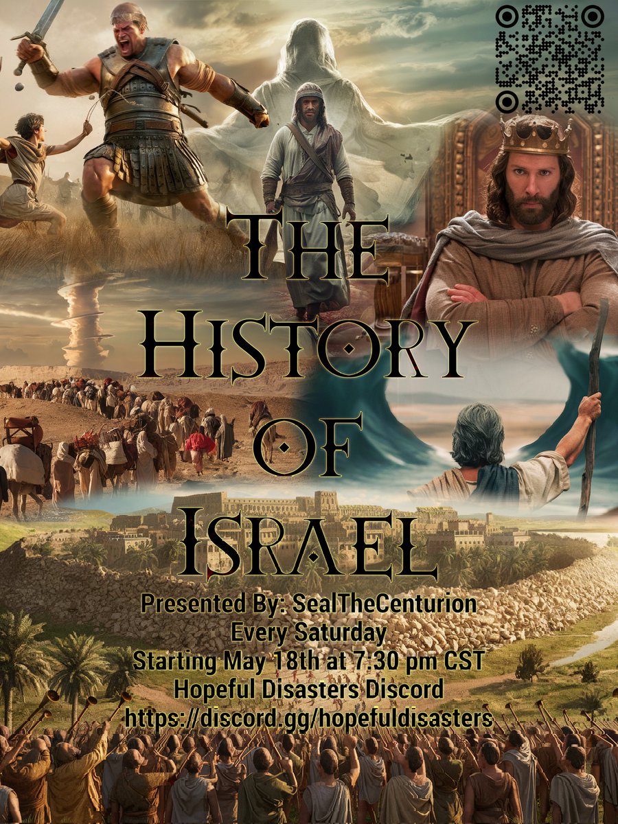 🗣We have an exciting announcement! 
sealthecenturian has offered to teach an amazing summer class on The History of Israel 
Saturday evenings
starting May 18th.
Come to our discord for more information. 
Will you be there?
