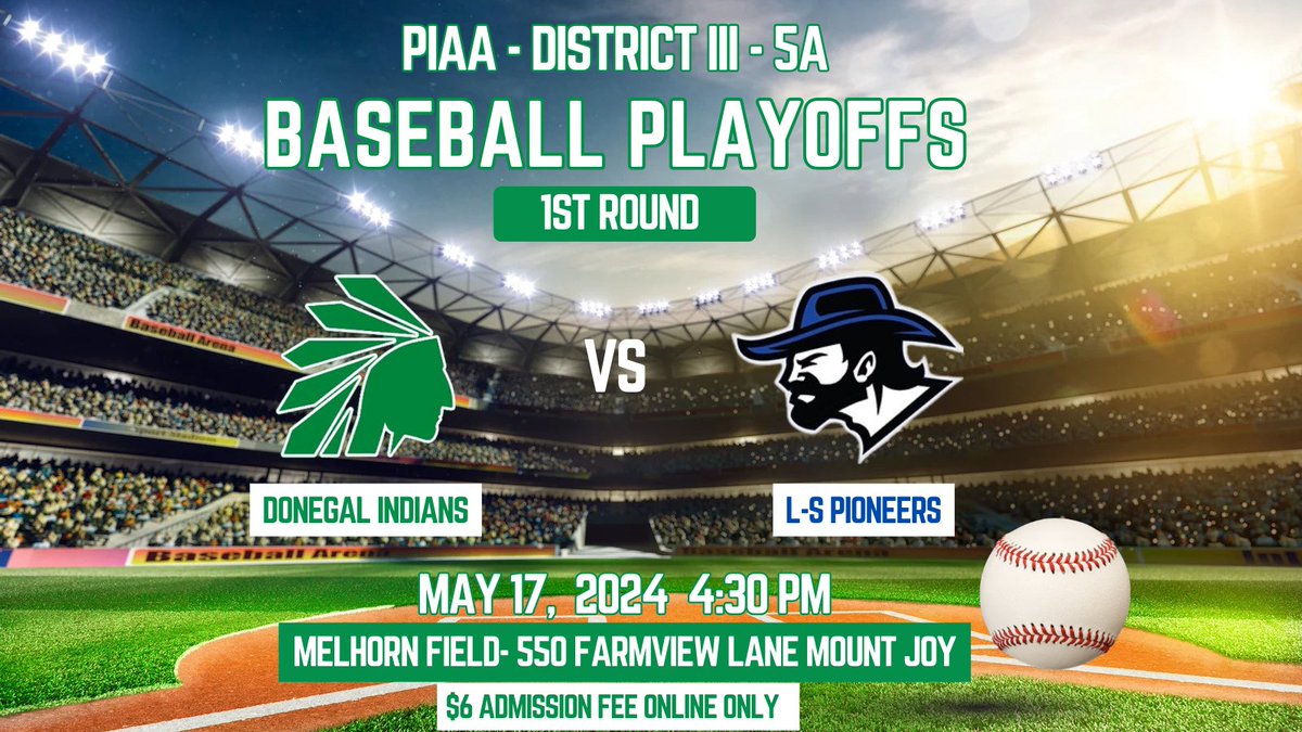 Donegal HS Baseball (@donegalbaseball) on Twitter photo LET'S GO!! 💪
⚾️Round 1 of the PIAA District III- 5A Baseball Playoffs begins Friday, May 17, 2024.
👏Come out and cheer on your Donegal Indians!
🍔Concession stand will be open!!🥨 <a href="/godonegalsports/">Donegal Athletics</a>
#donegalbaseball #Prideinthetribe LET'S GO!! 💪
⚾️Round 1 of the PIAA District III- 5A Baseball Playoffs begins Friday, May 17, 2024.
👏Come out and cheer on your Donegal Indians!
🍔Concession stand will be open!!🥨 <a href="/godonegalsports/">Donegal Athletics</a>
#donegalbaseball #Prideinthetribe