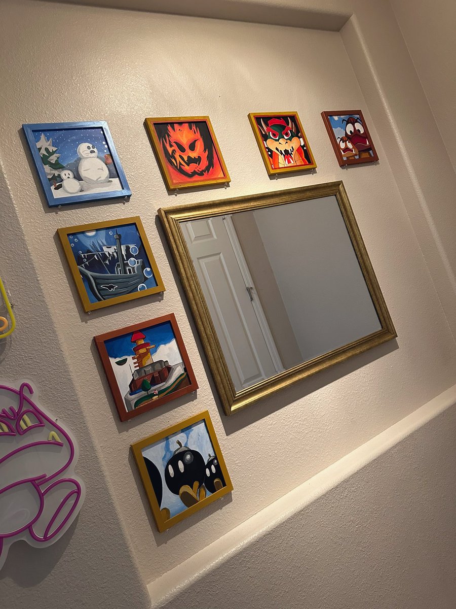 Hung up my Super Mario 64 Paintings I have 3 more to go 🥰⭐️
