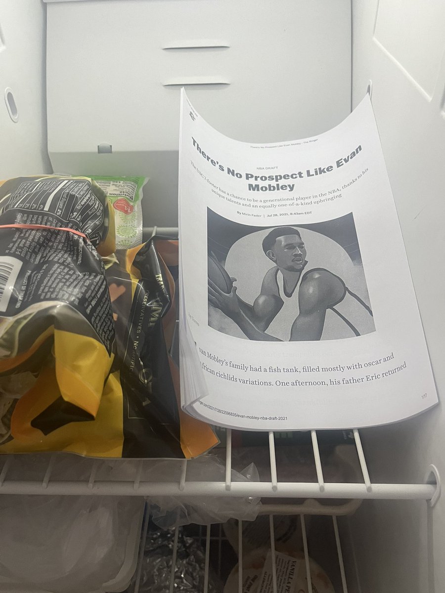 I had @MirinFader’s article about Evan Mobley in the freezer all series and once again, it worked. Good thing too, otherwise he would have had 50 tonight. #SportsNarratives