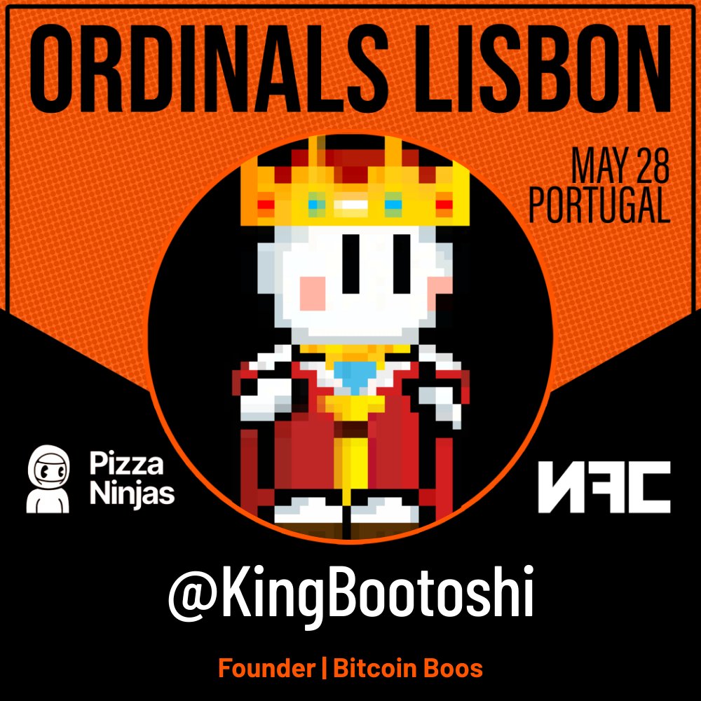🚨NEW SPEAKER🚨 @KingBootoshi will be joining us on May 28th for our Ordinals takeover in Lisbon!