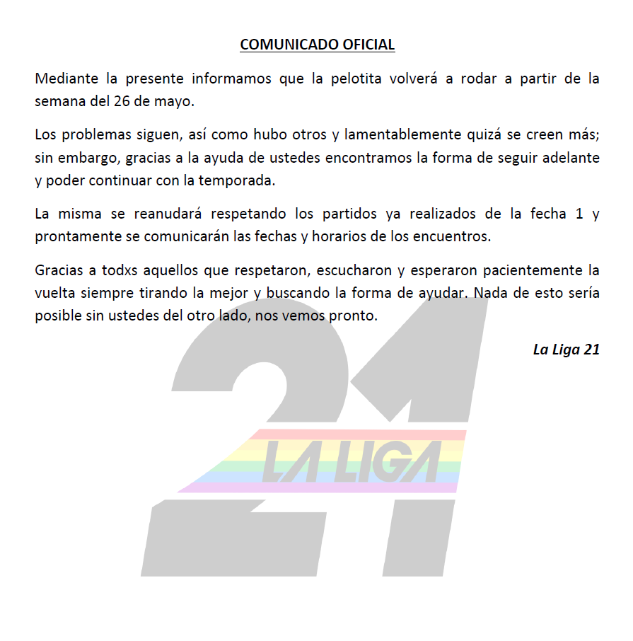 #LaLigaComunica la vuelta de las competencias.