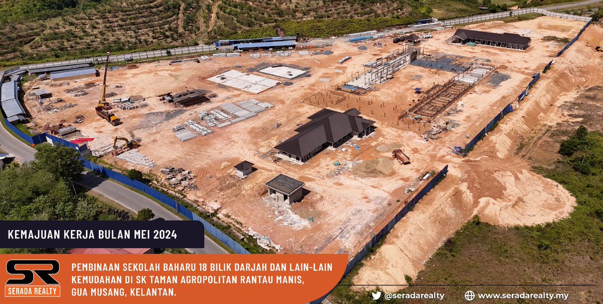 Kemajuan kerja bulan mei 2024

Projek pembinaan sekolah baharu 18 bilik darjah dan lain-lain kemudahan di SK Taman Agropolitan, Rantau Manis, Gua Musang , Kelantan.  Kemajuan semasa di tapak bina.

@MOWorks @JKRMalaysia @JKRKelantan @jkrguamusang @JKesedar