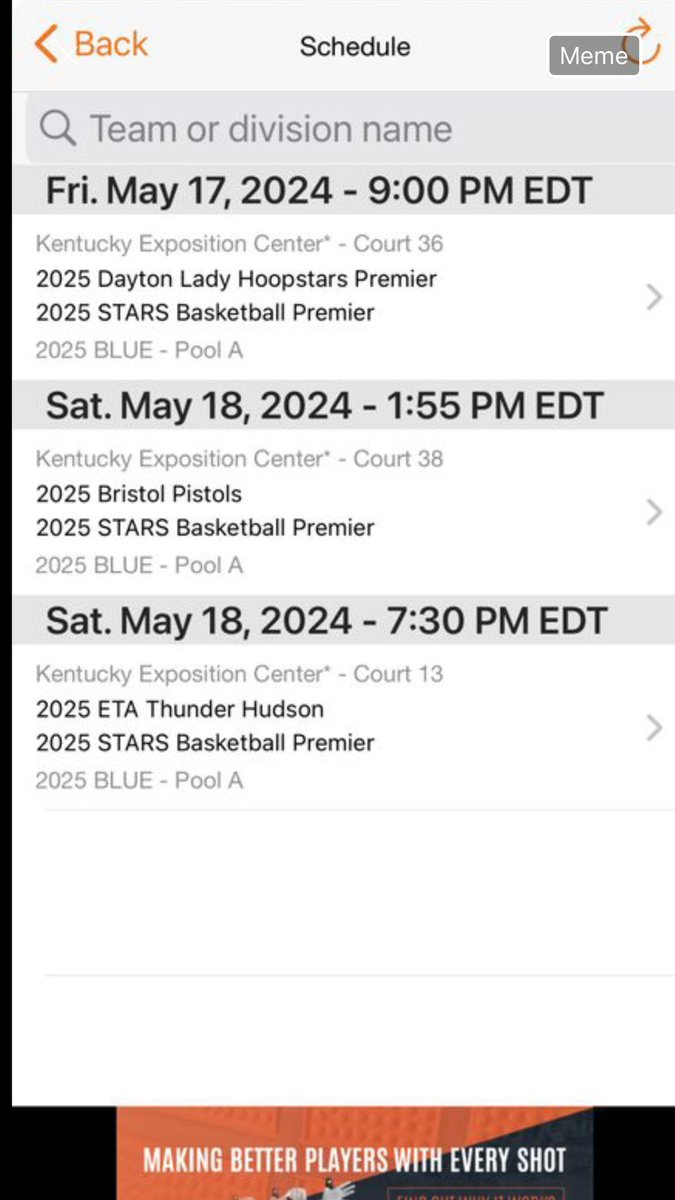 AAU schedule change