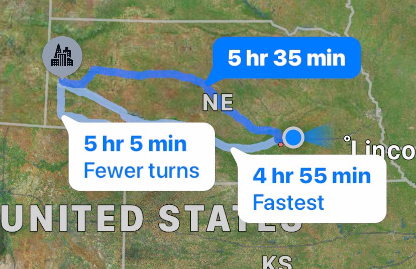 Faced with three choices for our trip out west for Class B  State Golf next week. 

The choice is easy, take the route less traveled and soak in the 5 hours and 35 minutes of goodness that Highway 2 has to offer. 

It’s amazing.

#nebpreps #huskiesgolf