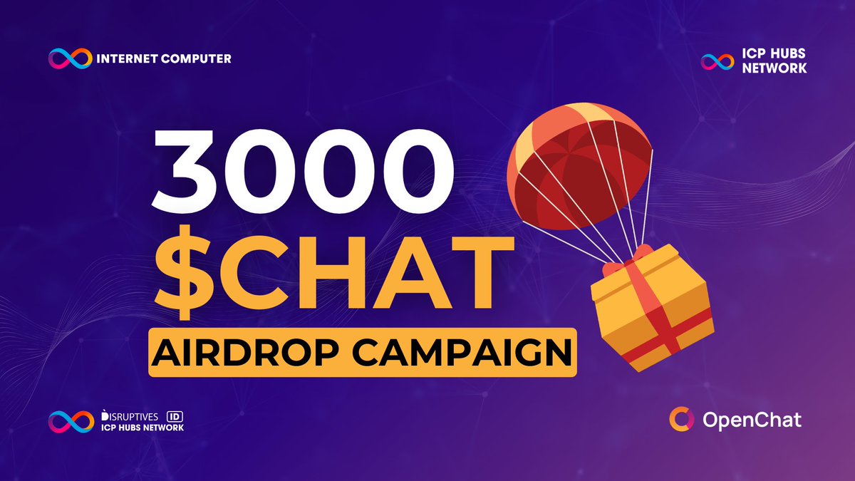 icphub_ID's tweet image. 🚨AIRDROP ALERT🚨

In collaboration with @OpenChat, we are releasing an #Airdrop Campaign starting today🧡🎉 Follow @icphub_ID and @OpenChat, and RT this tweet for a chance to win some🪙

💰 3000 $CHAT up for grabs
🏆 Available for first 1000 participants
🔗 Join today…