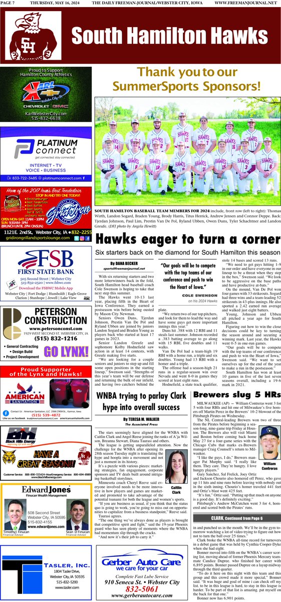 Make sure to pick up a copy of Thursday's @FreemanJournal. Webster City baseball and girls soccer coverage, as well as a season preview for South Hamilton. Stories by @DanaBecker. Photos by David Borer and @thehewitts32.
