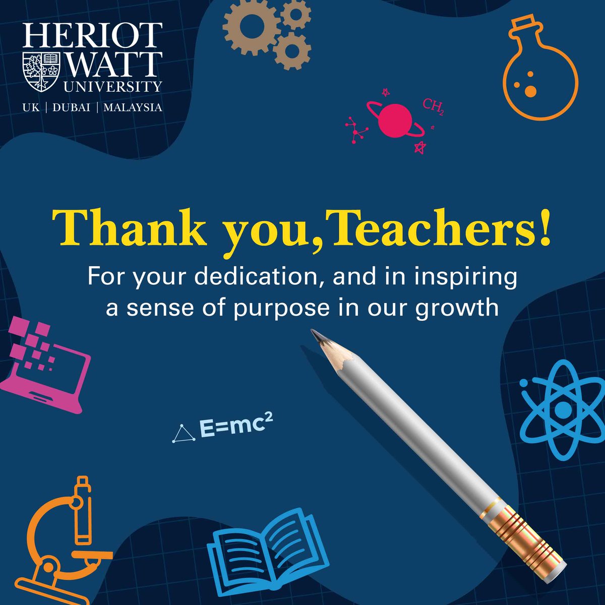 This #TeachersDay, we would like to take a moment to appreciate our amazing educators who inspire a sense of purpose in our journey of growth and who left a positive impact on our lives. 

Happy Teacher's Day from all of us at Heriot-Watt University Malaysia! 

#DrivenByPurpose