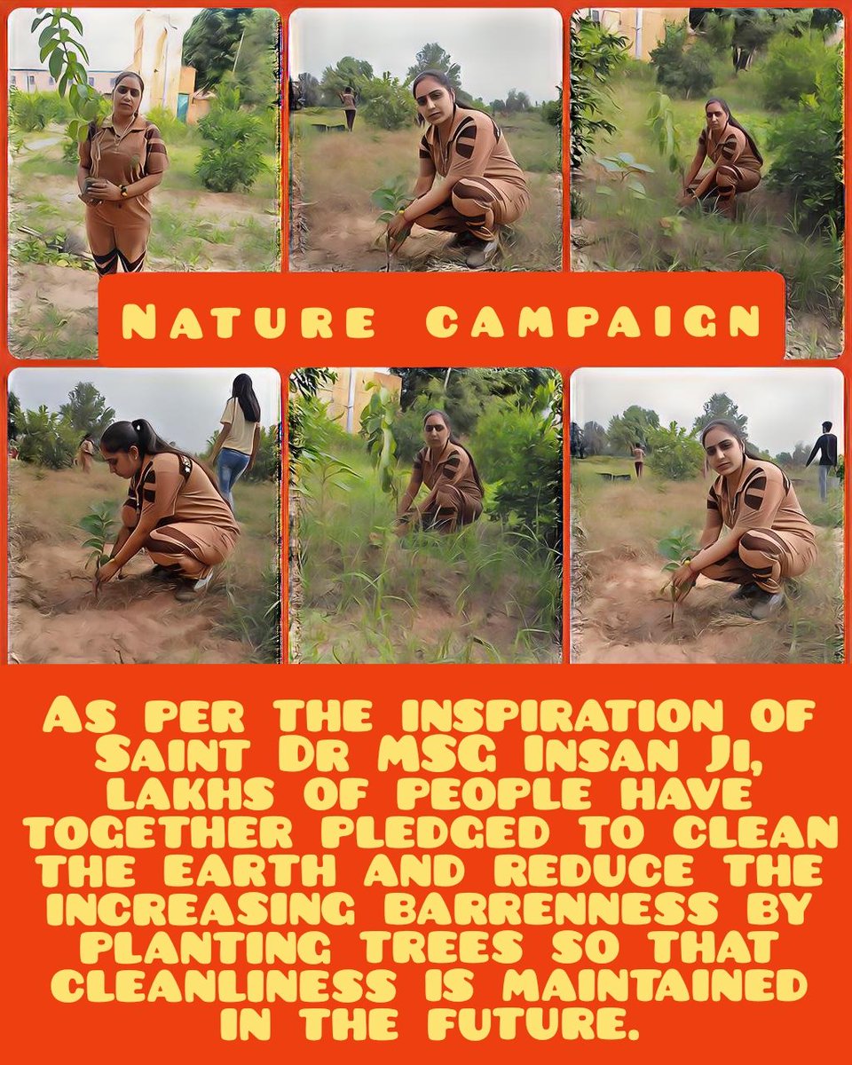 Ram Rahim Ji started unique initiative
Nature Campaign to make nature clean and pollution free. Till now Dera Sacha Sauda volunteers have planted 4 crore saplings. At every occasion they planted trees, following the true inspiration of Saint Dr MSG Insan.
#GoGreen