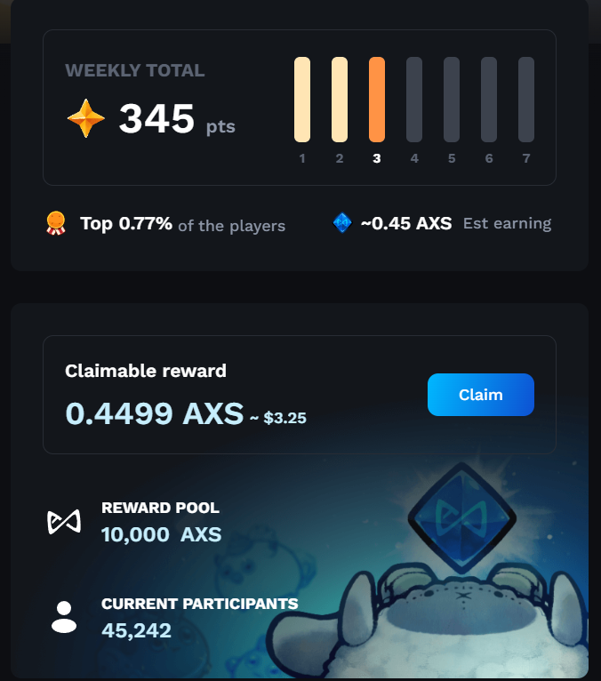 gm 🌤️ This is your reminder to complete your @AxieInfinity Daily Bounties 🍚 and stake your $AXS for a juicy 33% APR Rewards.