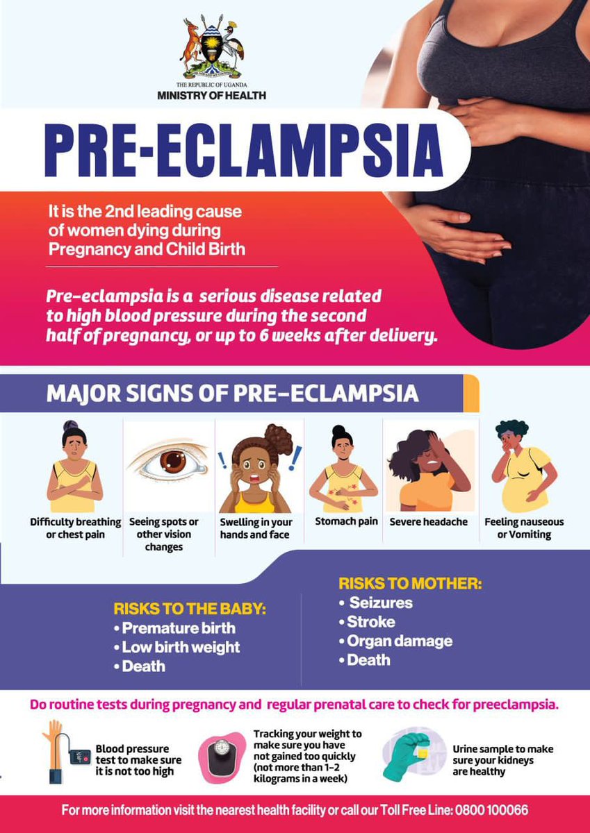 Let's talk about something important today - *preeclampsia and high blood pressure during pregnancy* It's crucial for expecting moms to stay informed about their health and babies *4/10 days of activism against preeclampsia* @MinofHealthUG @EnabelinUganda @KawempeNRH