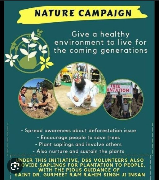 #NatureCampaign was initiated by #SaintGurmeetRamRahimJi in which he encourages people to plant more and more trees in order to provide a healthy environment to future generation. DSS volunteers also provide saplings for plantation to people under this campaign. #GoGreen