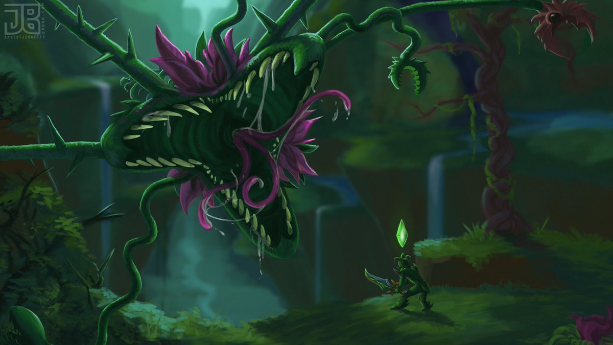 sugarpoultry's tweet photo. I heard it was #Terraria’s birthday, so here’s my #Plantera #fanart painting! Love this game! Probably my most played game in the last decade. I always keep coming back to it, and I’m so glad they keep updating it!
#videogameart #procreate #terrariagame @ReLogicGames #art #gamer https://t.co/jgAXOp3hDE
