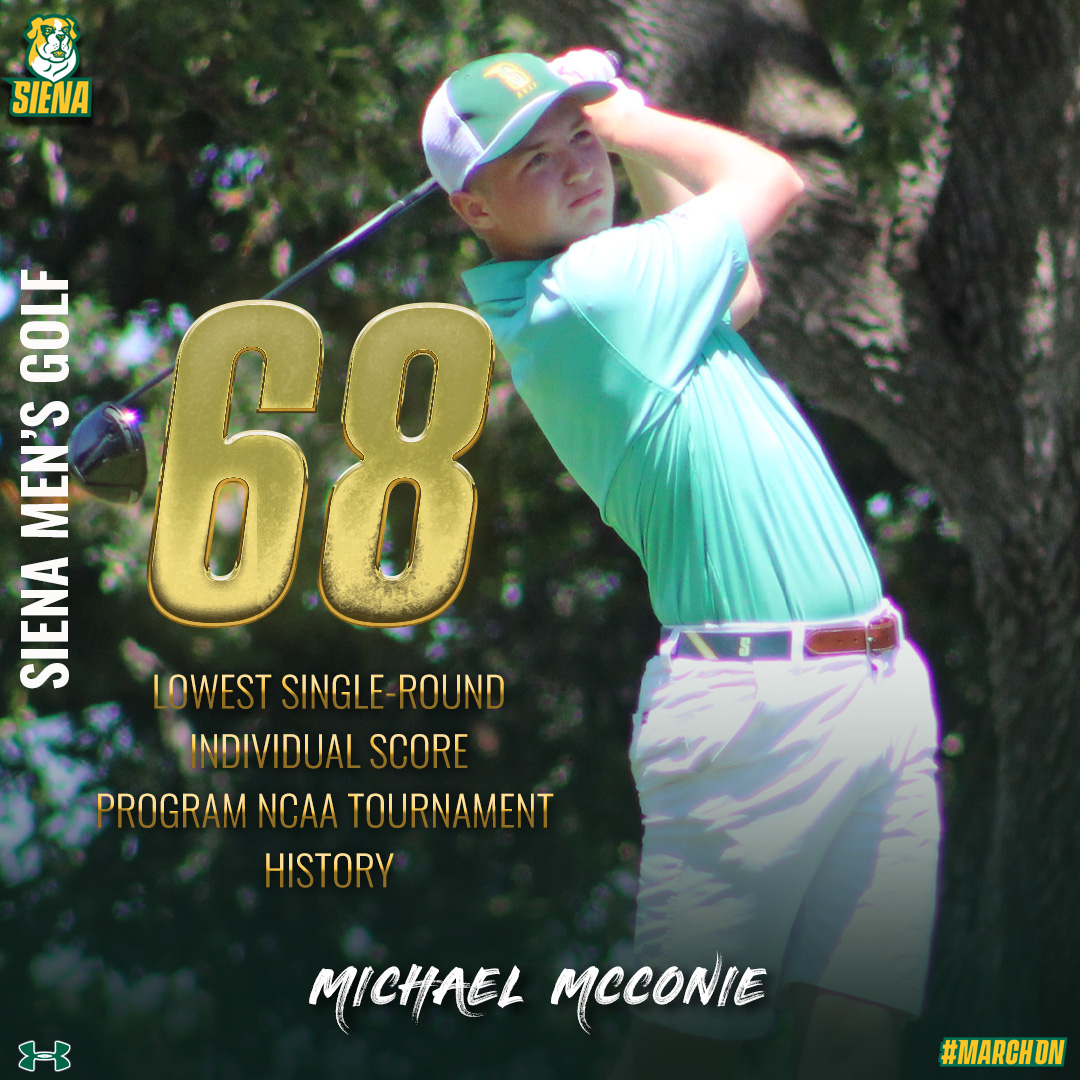 ⛳️ RECORD BREAKER Freshman Michael McConie wasn't quite through setting records at the NCAA Stanford Regional. Besting his own score of 70 from just 2 days earlier, McConie re-established the program record in a NCAA Tournament event with a low round score of 68. #MarchOn