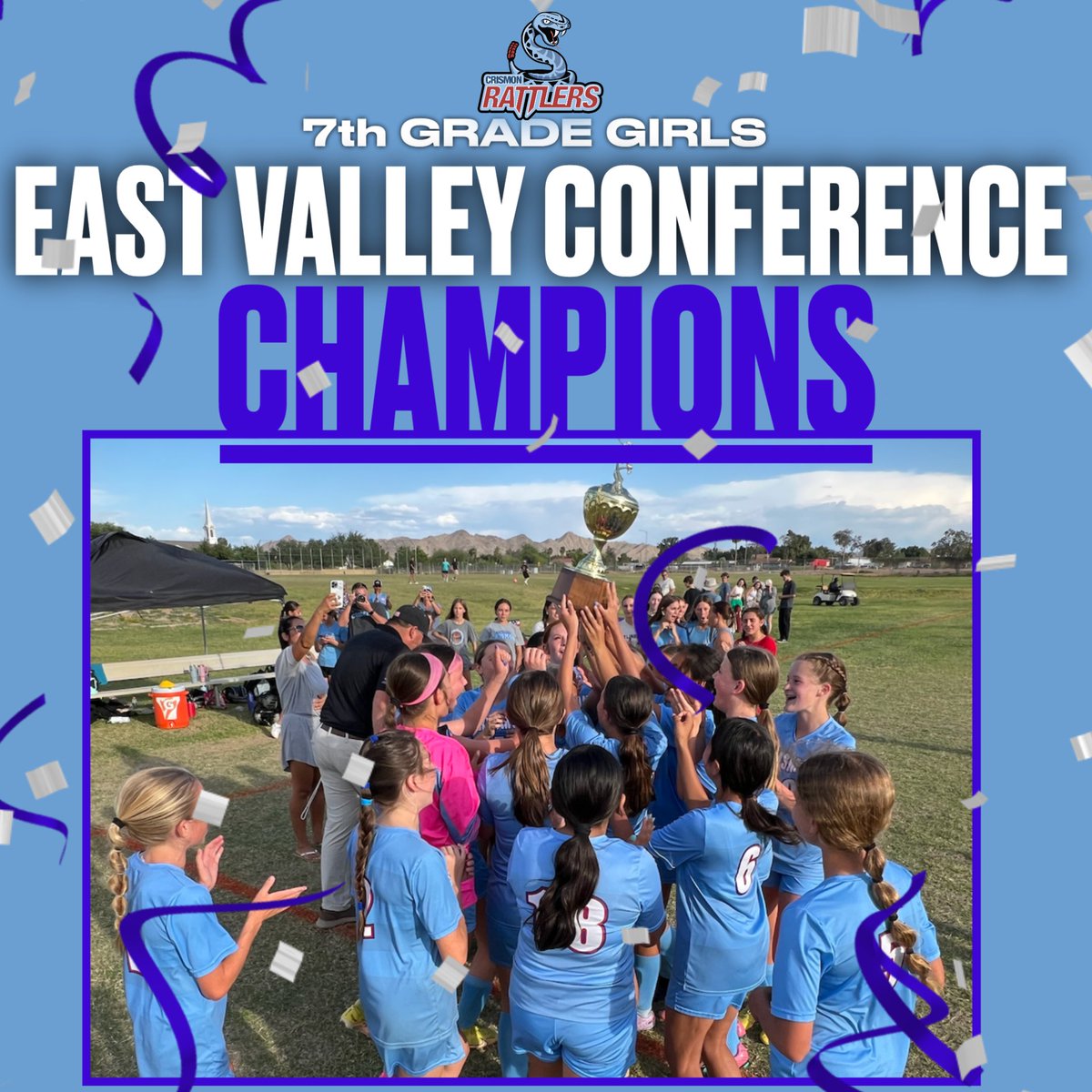🏆 CHAMPIONS!! 🏆 7th Grade Girls grind out a 1-0 win against Casteel to claim the EVC Championship! #CrismonHS #QCUSDAthletics #QCleads