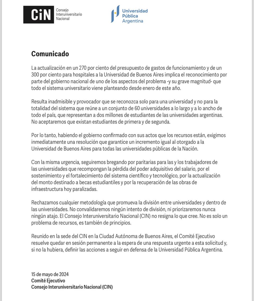 Juli_Strada's tweet image. Qué vergüenza.

Le dieron aumento sólo a una Universidad después de la marcha en la que participamos TODOS. 
Peor aún, después de la mismísima Comisión de Educación en el Congreso que fue AYER martes 14/5 y que recibió a rectores de todo el país.

Estudiantes de primera y de…