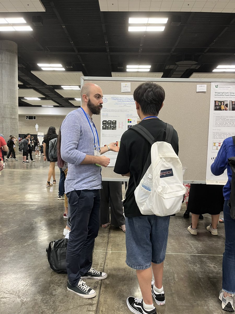 Alessandro Iop presented our #chi2024 work titled “Exploring the Influence of Object Shapes and Colors on Depth Perception in Virtual Reality for Minimally Invasive Neurosurgical Training”. Check out the paper for more details: dl.acm.org/doi/10.1145/36…