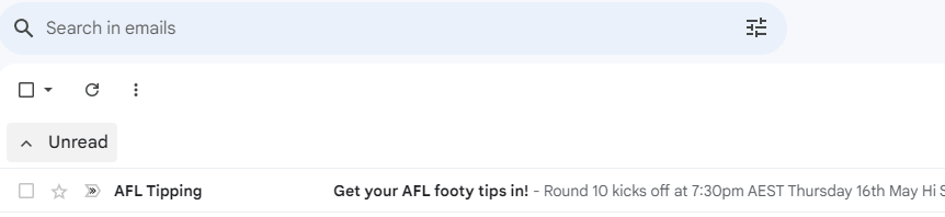 NashinMelbourne's tweet photo. Nice try AFL - I get my tipping reminders exclusively from @danderfield 

Or perhaps a colab? https://t.co/ObqdSsav6d