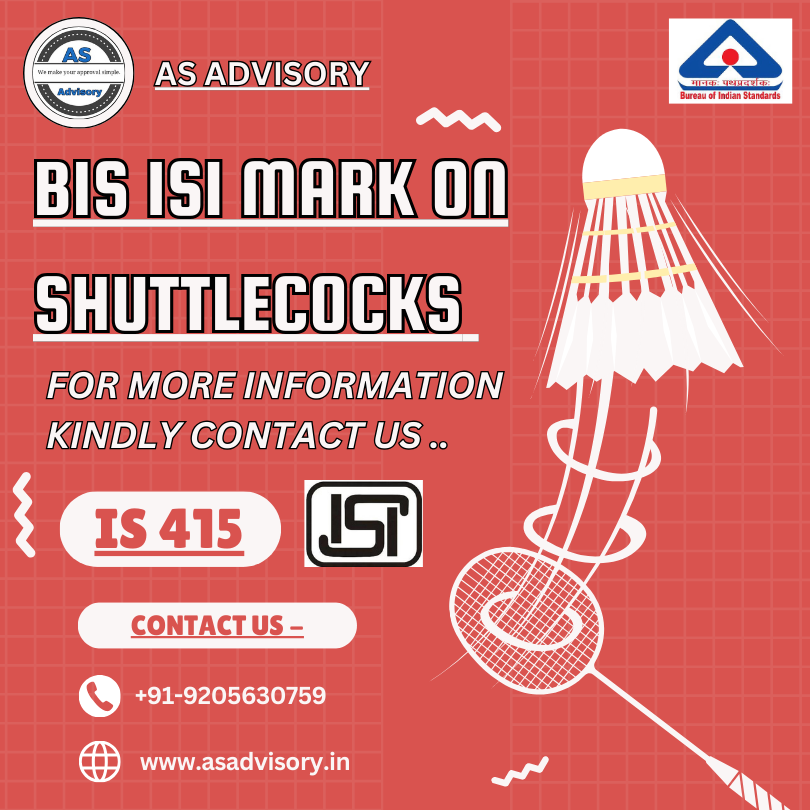 AS Advisory advertises BIS ISI mark on shuttlecocks, confirming product conformity to BIS standards, ensuring quality and safety, specifically IS 415, for Indian industrial products
#biscertification #isimark #shuttlecock #standards #qualityassurance #sportssafety #bisisiapproval