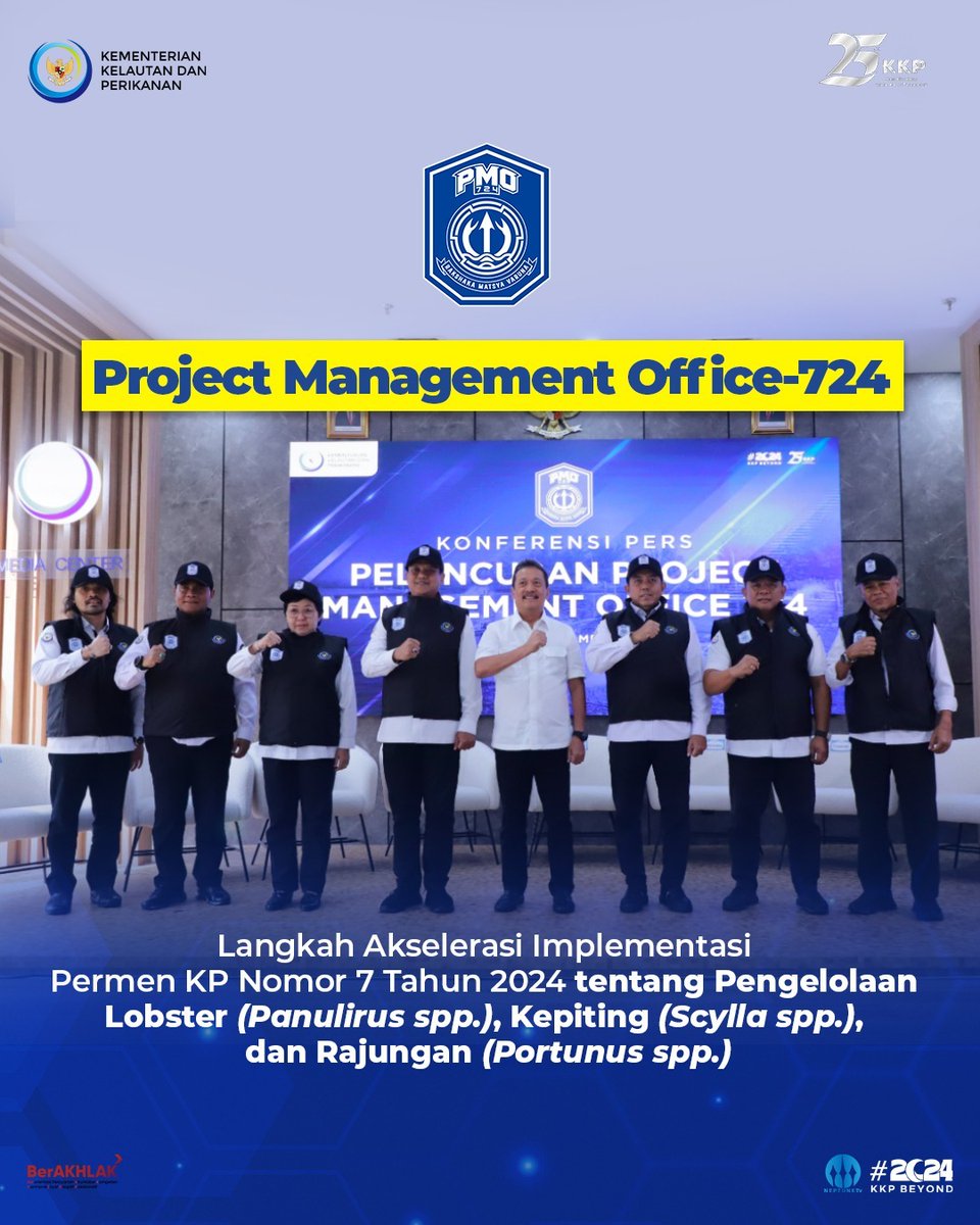 #SahabatBahari, sebagai upaya percepatan tata kelola lobster untuk menjaga ketersediaan dan keberlanjutan lobster di Indonesia, kemarin Menteri #SaktiWahyuTrenggono meluncurkan Project Management Office 724 (PMO-724) #PMO724 #TrenggonoJagaLobster #SaktiWahyuTrenggono