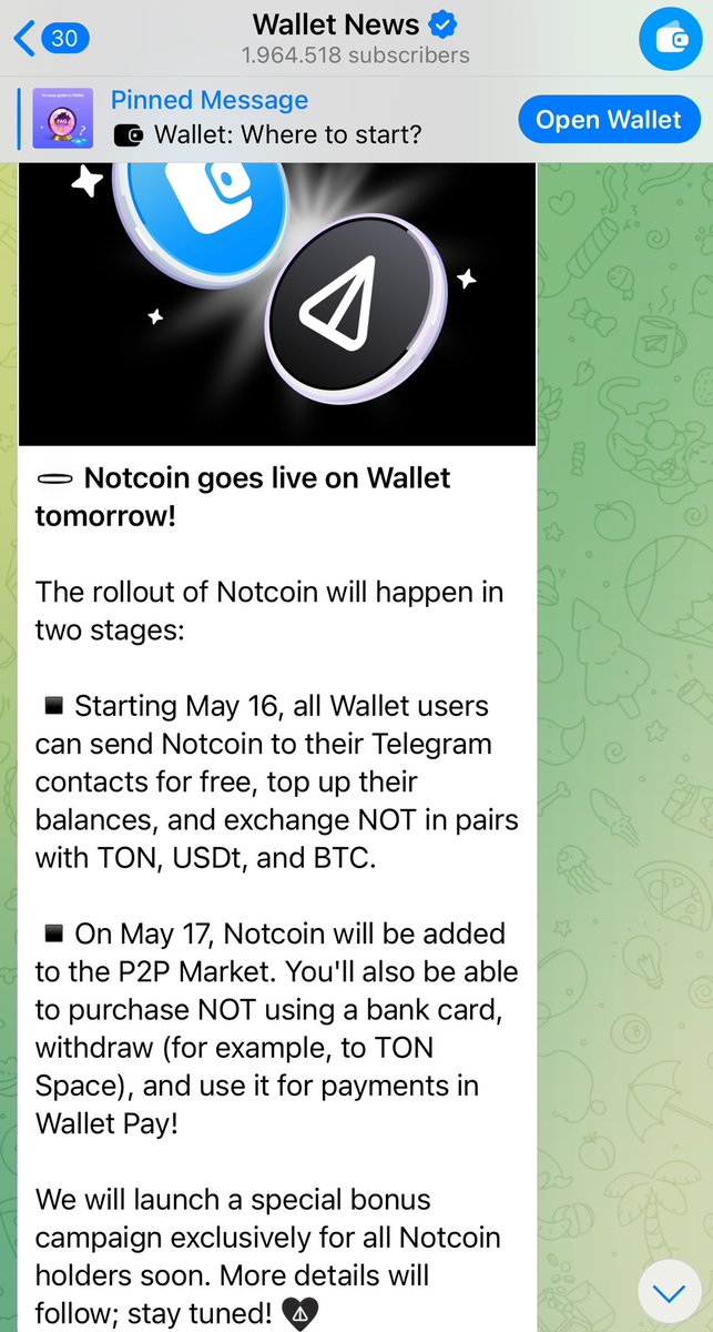 #notcoin nghe bảo được chuyển về hôm nay (16/5) mà sao check ví telegram chưa thấy đâu nhỉ mn? Có ai biết thông tin gì khác không chia sẻ với nà?