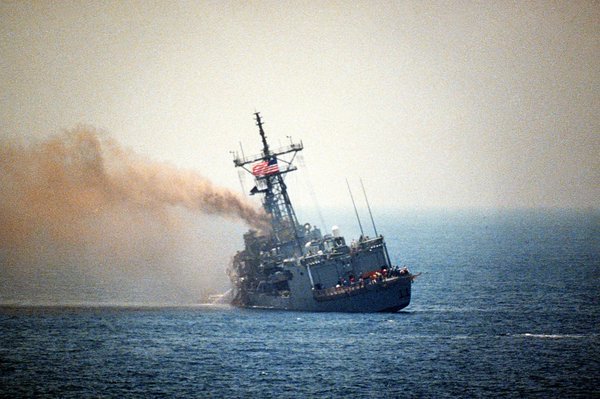 On this day in 1987, 37 American sailors are killed as Iraqi Exocet missiles hit the frigate USS Stark in the Persian Gulf. Baghdad quickly apologizes, claiming it believed the vessel was Iranian. Washington accepts the explanation and holds Iran ultimately responsible.