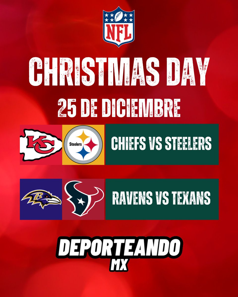 Estos son los juegos de la #NFL en navidad #NFLMX #NFLTwitter #NFLonX