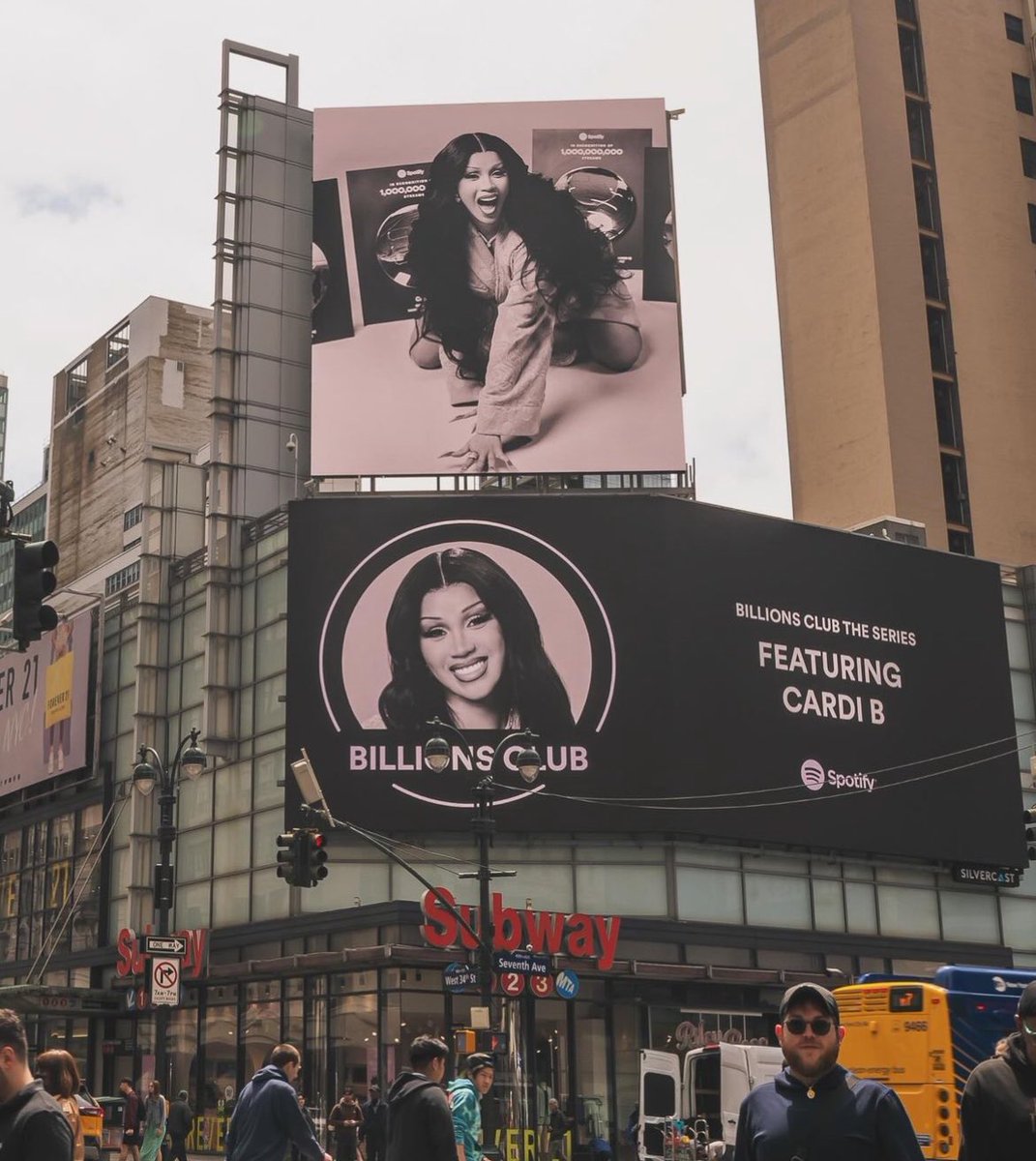 Cardi’s Spotify ‘Billions Club’ billboards in New York City. 🏙️