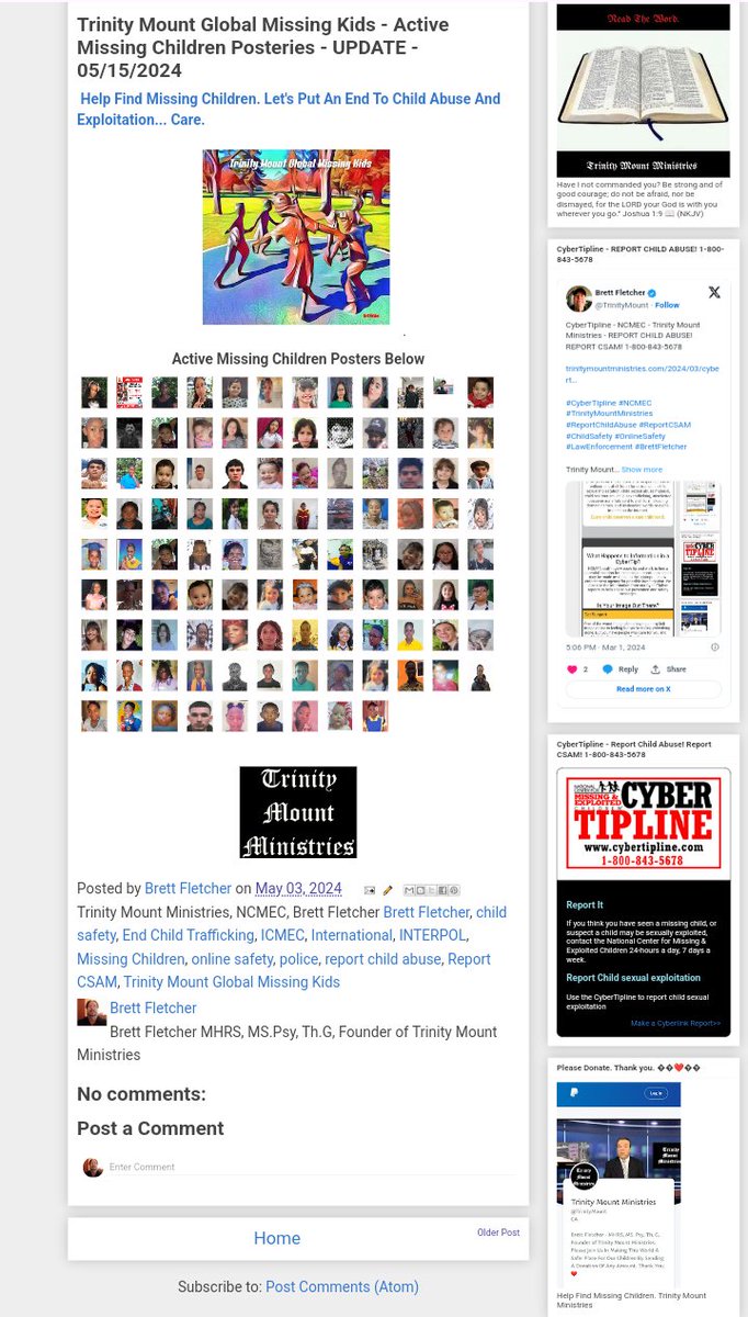 Trinity Mount Global Missing Kids - Active Missing Children Posteries - UPDATE - 05/15/2024

trinitymountministries.com/2024/05/trinit…

#TrinityMountGlobalMissingKids
#TrinityMountMinistries #MissingChildren #ChildSafety #OnlineSafety #ICMEC #INTERPOL #EndChildTrafficking #ReportChildAbuse