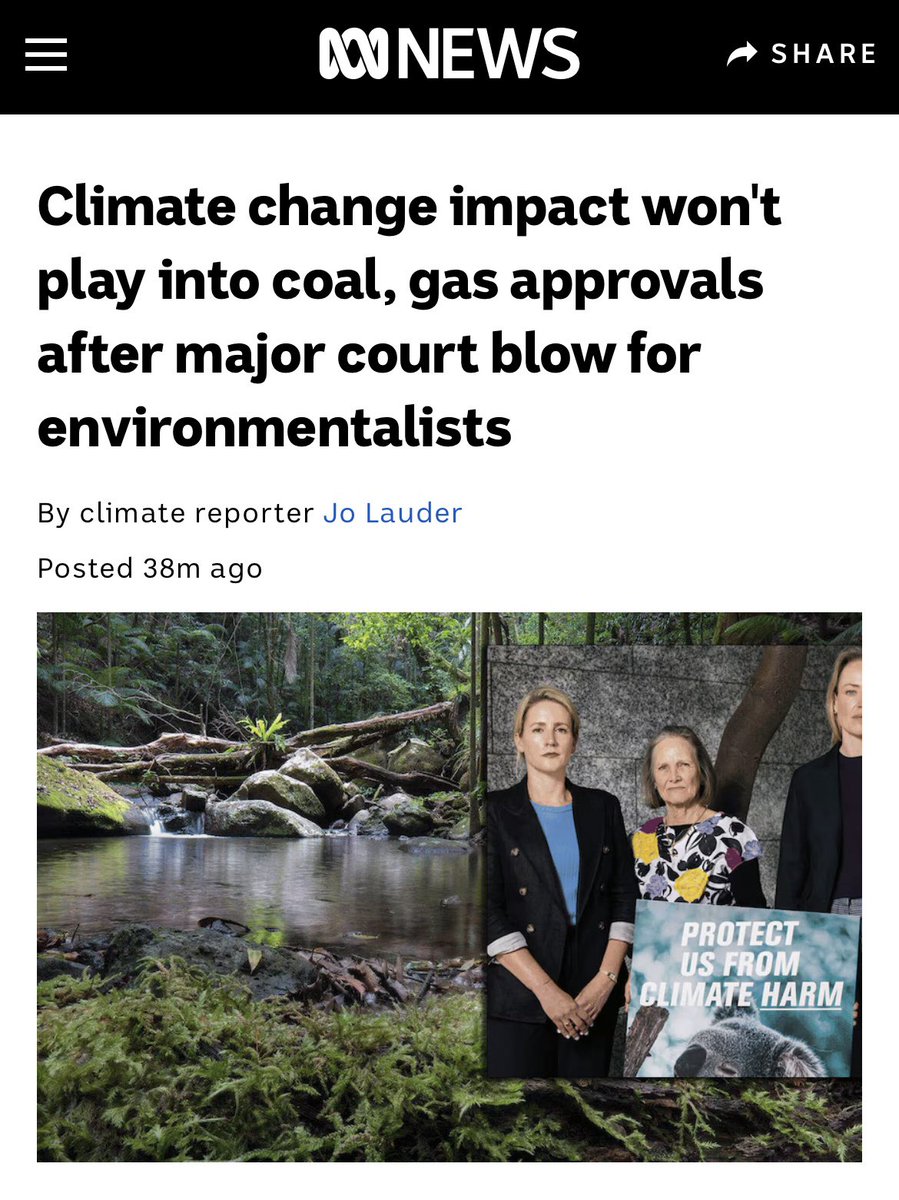Federal Court rules Environment Minister @tanya_plibersek *does not* have to consider the environmental impacts of emissions when approving new coal & gas projects 🤯 The @AlboMP gov are failing our kids by refusing to fix our broken environmental laws! abc.net.au/news/2024-05-1…